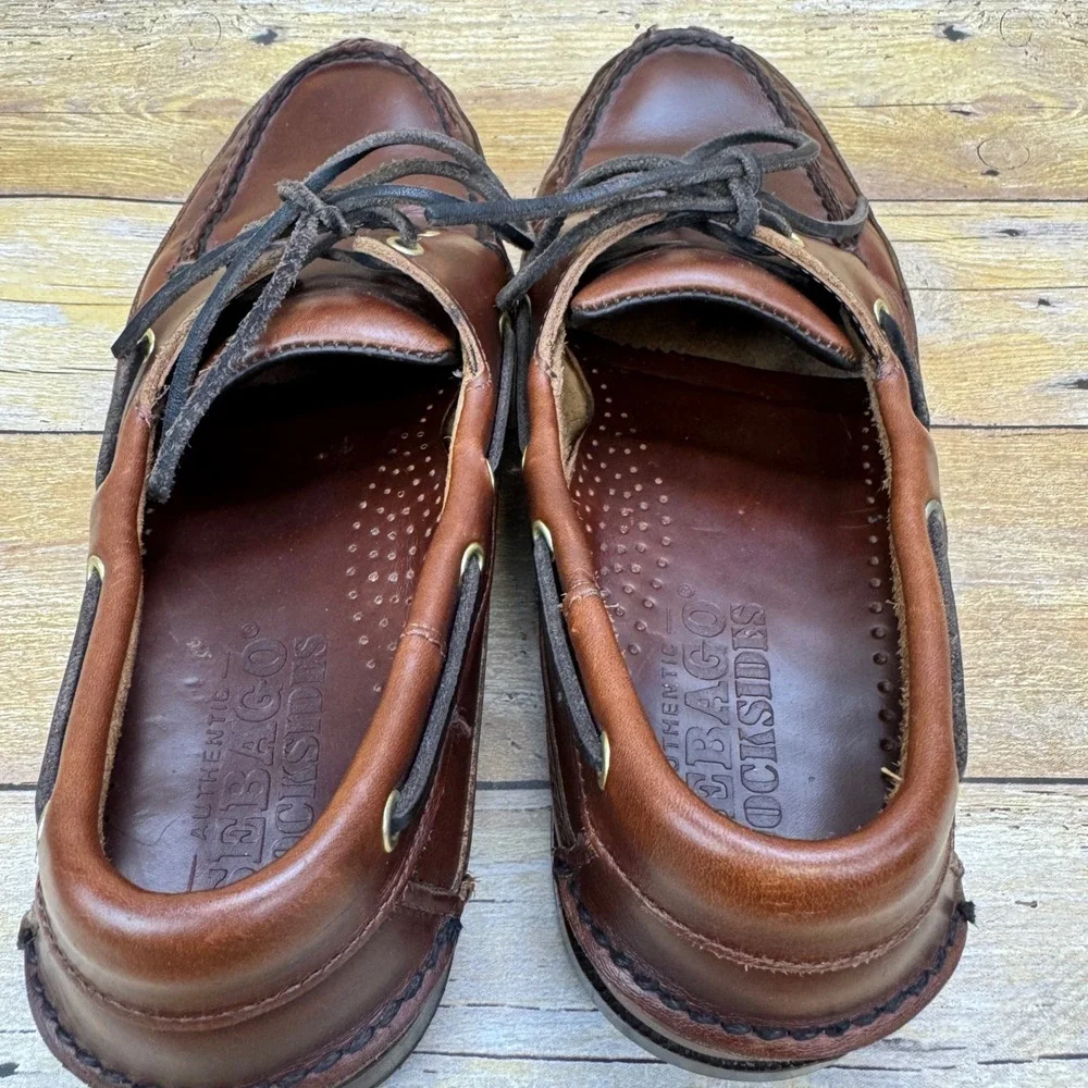 Sebago Docksides Boat Shoes Mens 8 Wide‎ Brown Leather Casual Loafers